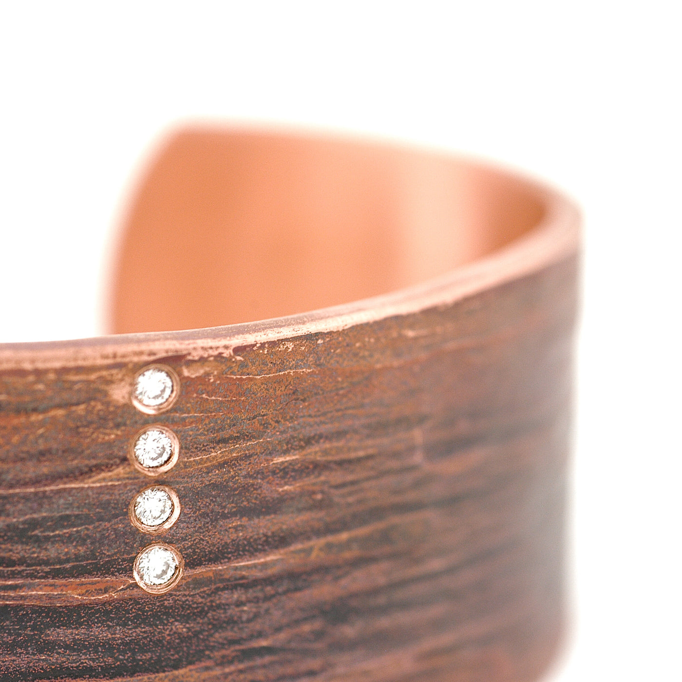 Textured Copper & Diamond Cuff