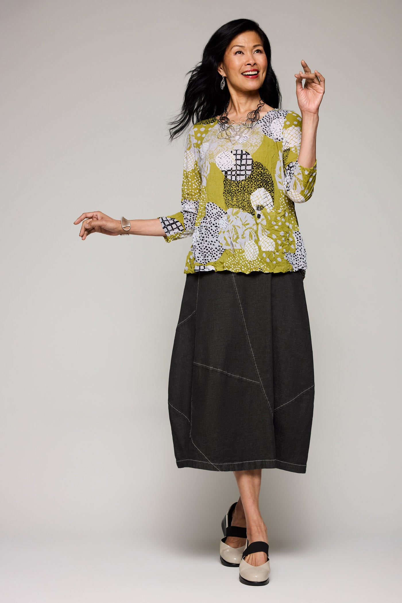 Washed Denim Pieced Skirt