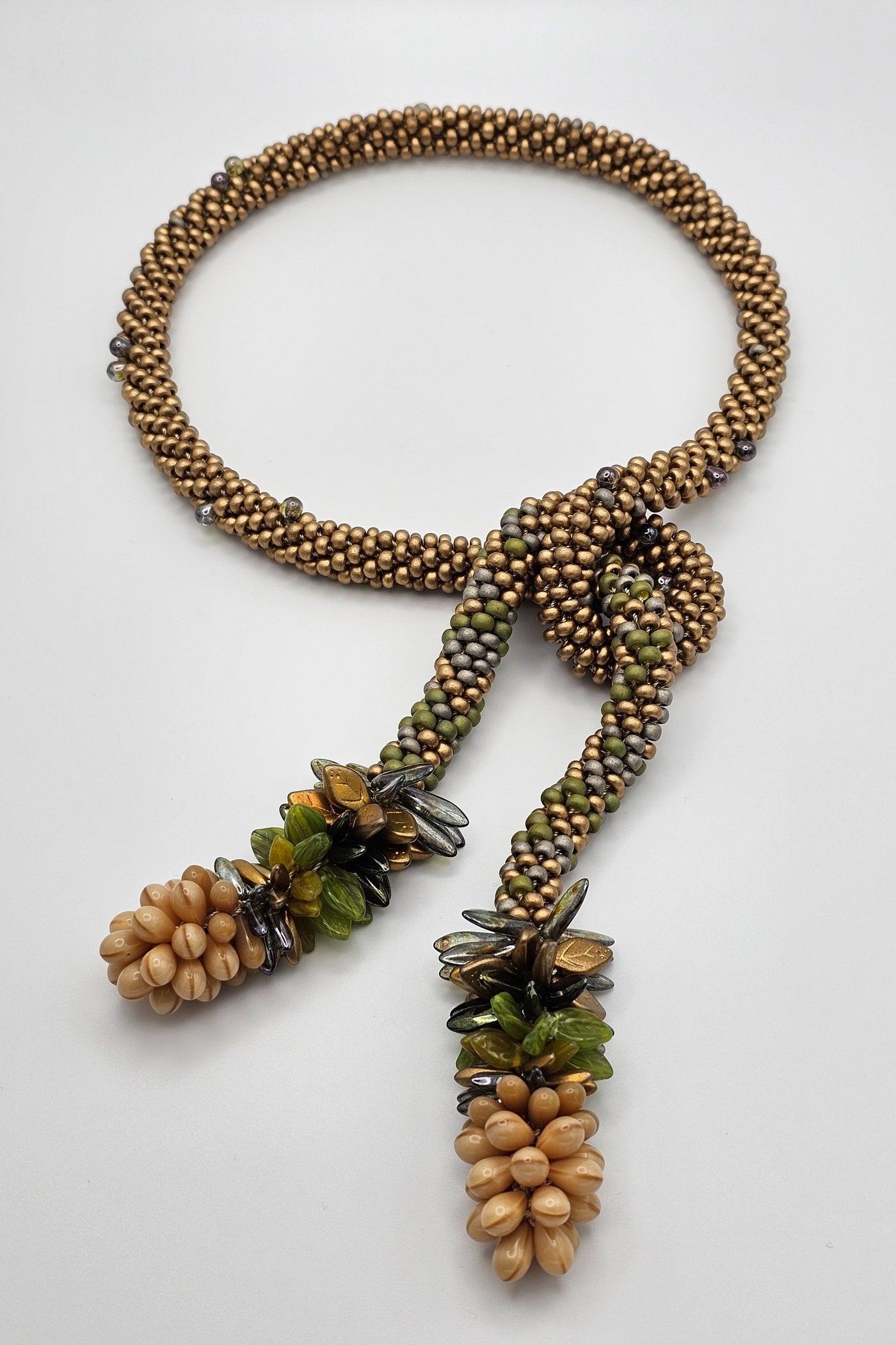 Gold & Sage Cluster Necklace