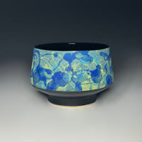 Painterly Tea Bowl in Blue Green Leaf