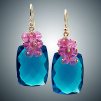 London Blue Quartz and Pink Quartz Earrings II