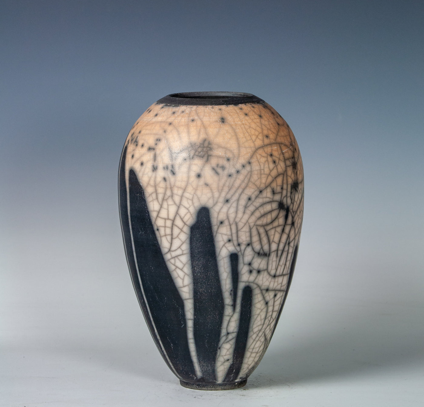 Raku Vase in Orange and Black
