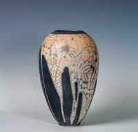 Raku Vase in Orange and Black