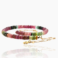 Multi-Tourmaline Slices Gold Necklace