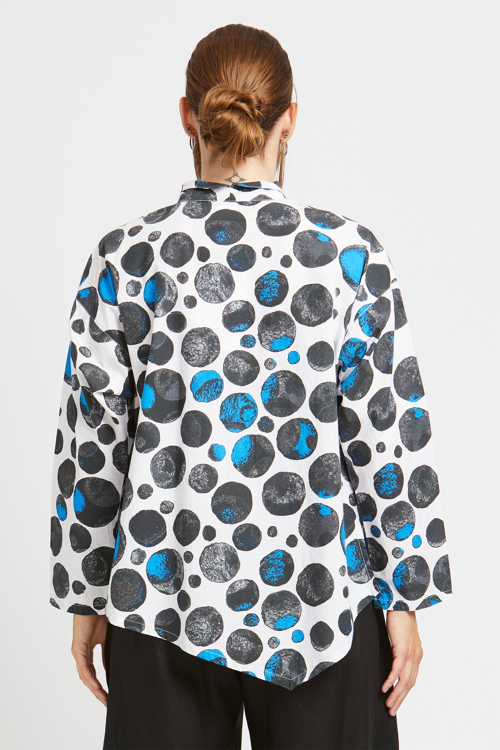 White with Black and Blue Multi