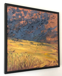 A Murder of Crows Ascending a Cornfield