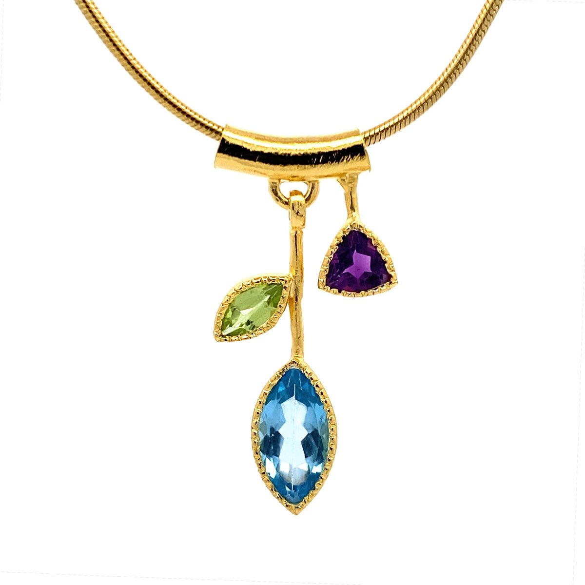 Three Stone Petal Pendant