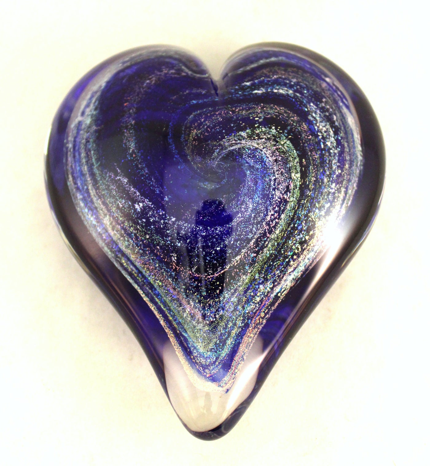 Large Cobalt Blue Dichroic Heart Paperweight
