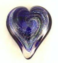 Large Cobalt Blue Dichroic Heart Paperweight