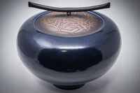 Night Sky Vessel with Leaf and Vine Copper Lid