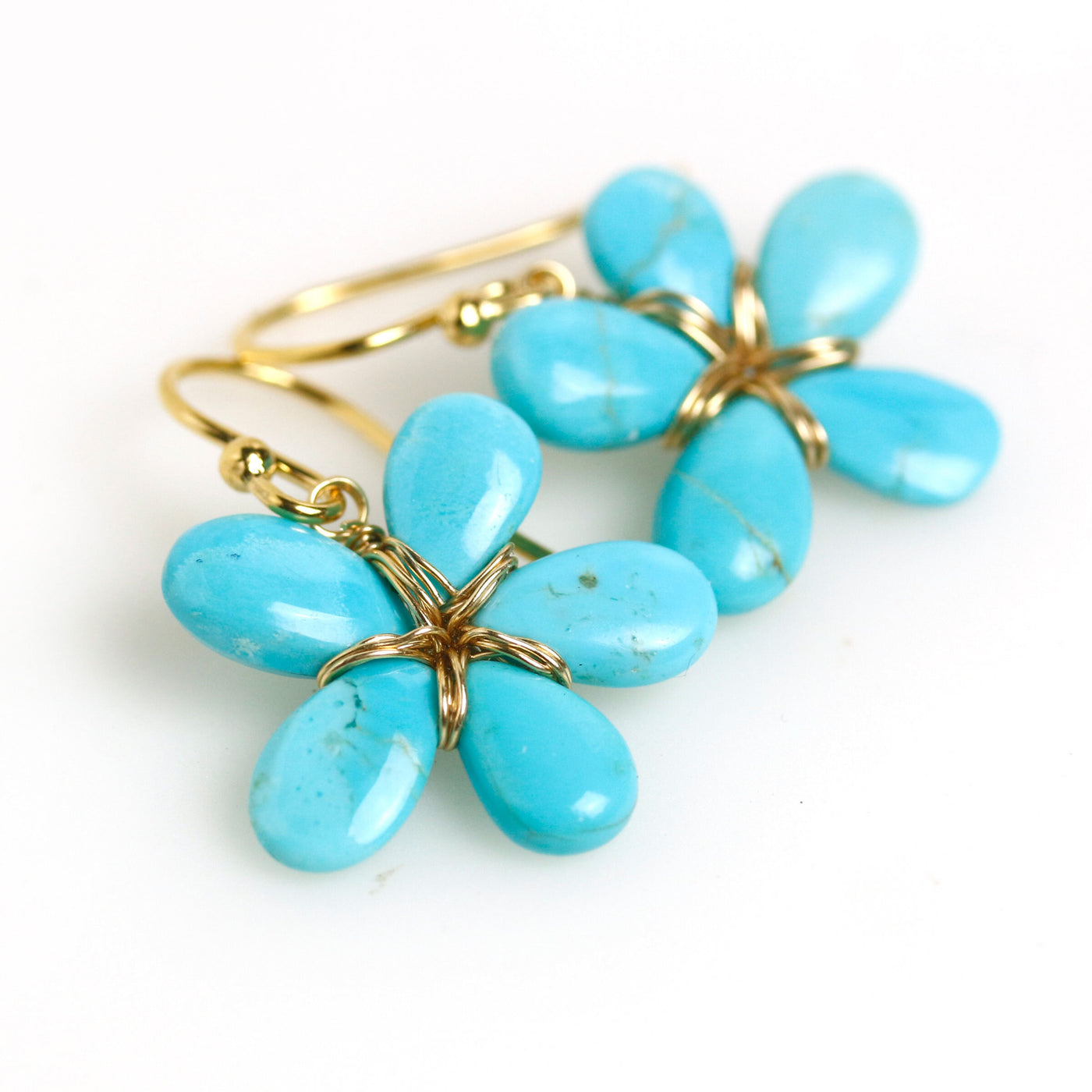 Sleeping Beauty Turquoise Flower Earrings