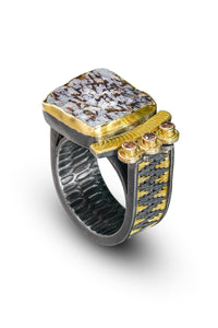Astrophyllite and Sapphire Ring