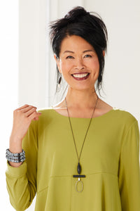 shown with Lava and Pearl Earrings and Oval and Black Stone Necklace