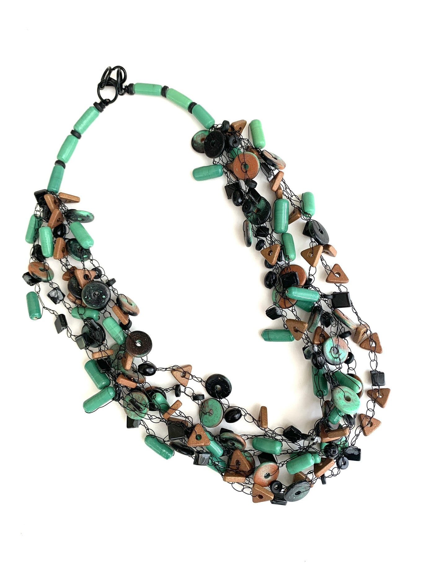 Green, Black & Rust Necklace