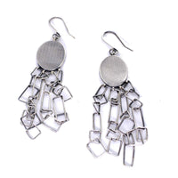 Geometric Green Chain Earrings