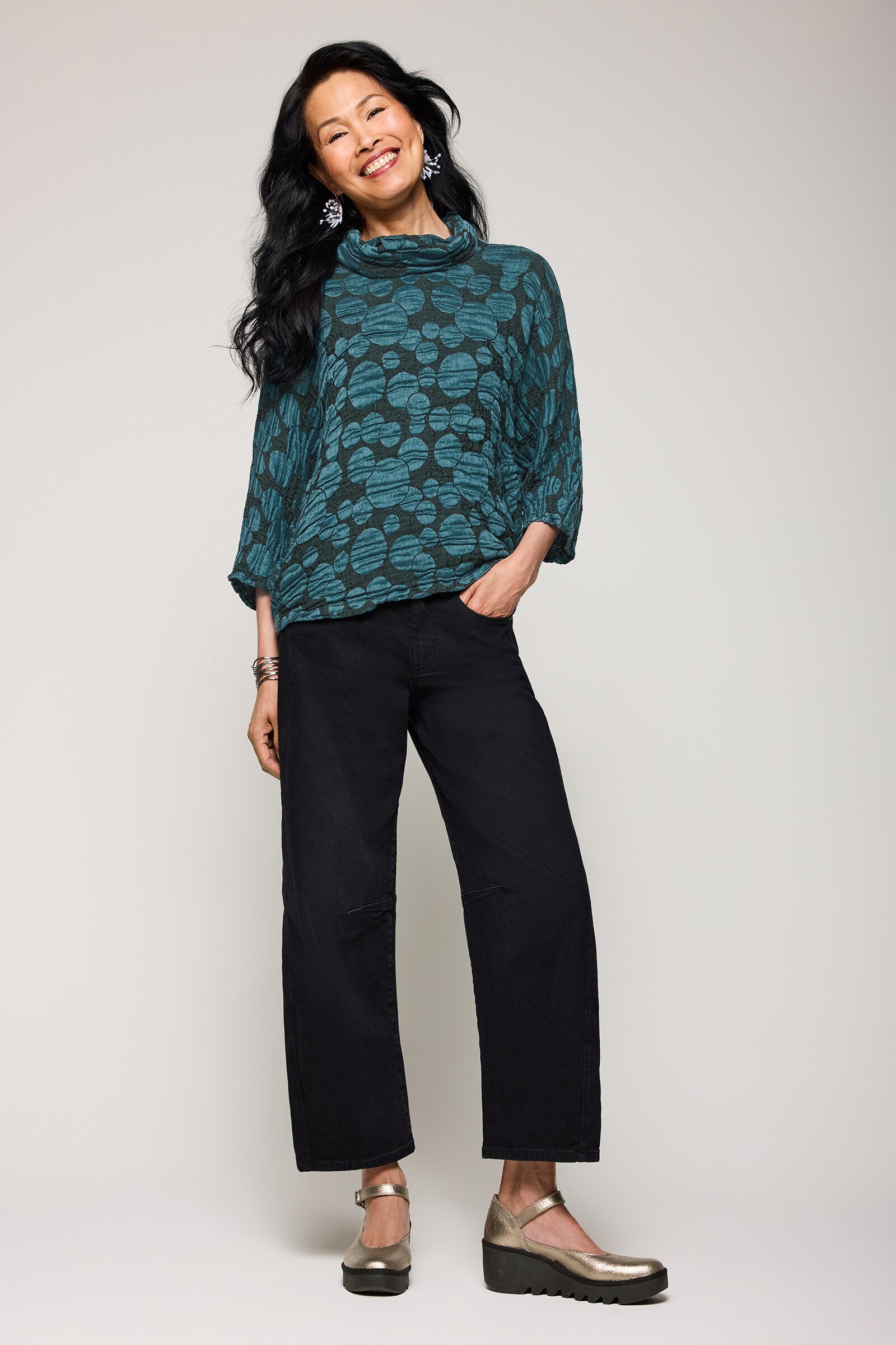 Ripple Dot Dolman Top