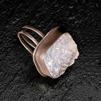 Oxidized Sterling Square Crystal Ring