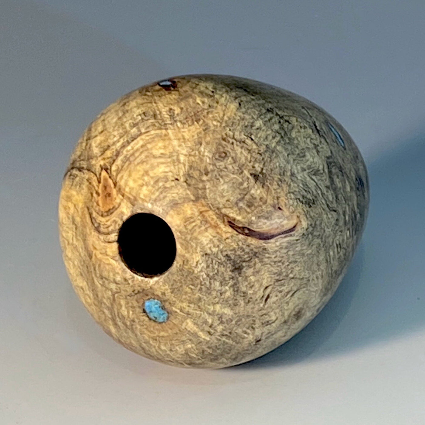 Small Buckeye Burl and Turquoise Vessel