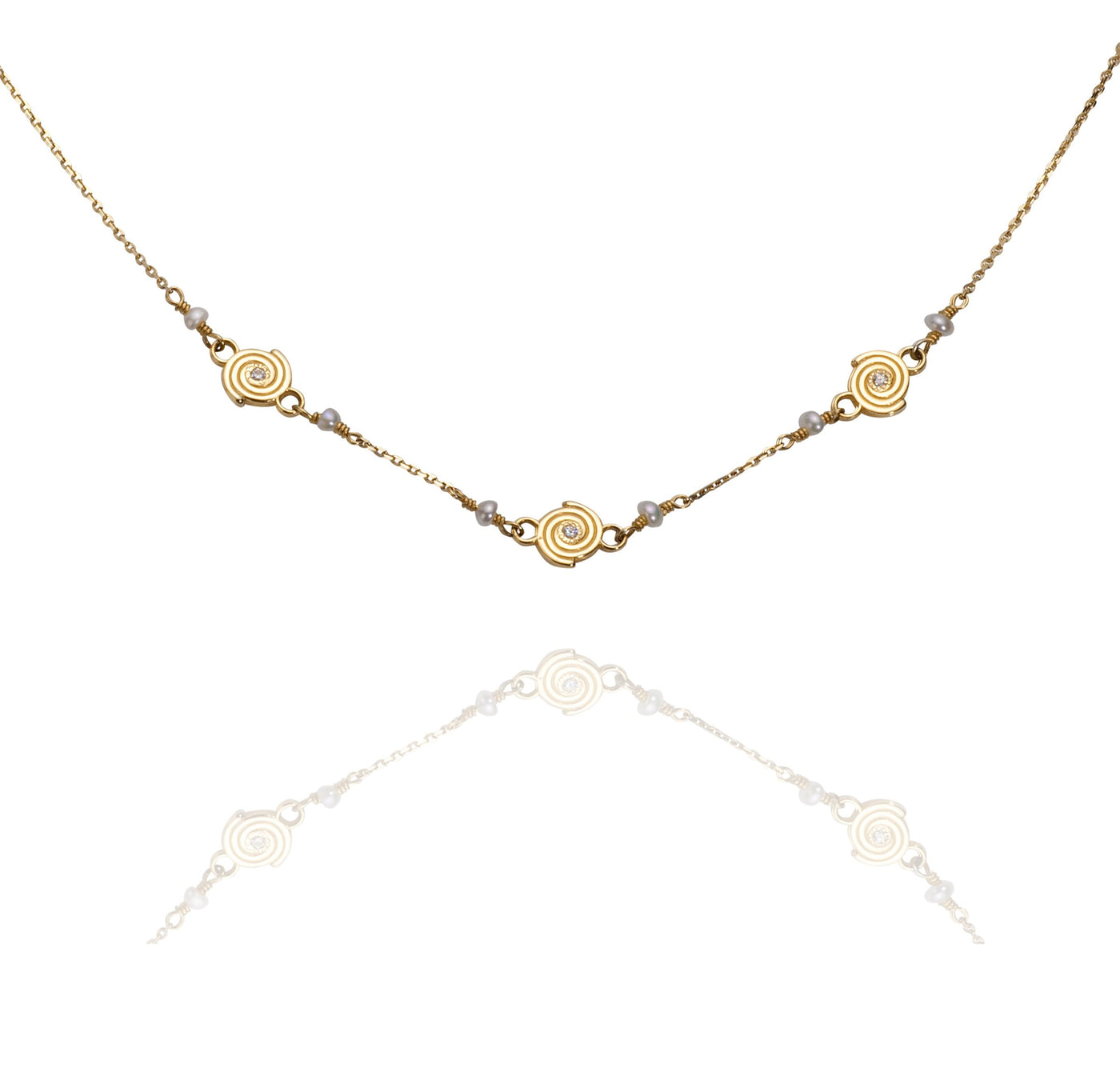 Triple Spiral Necklace in 14k Yellow Gold