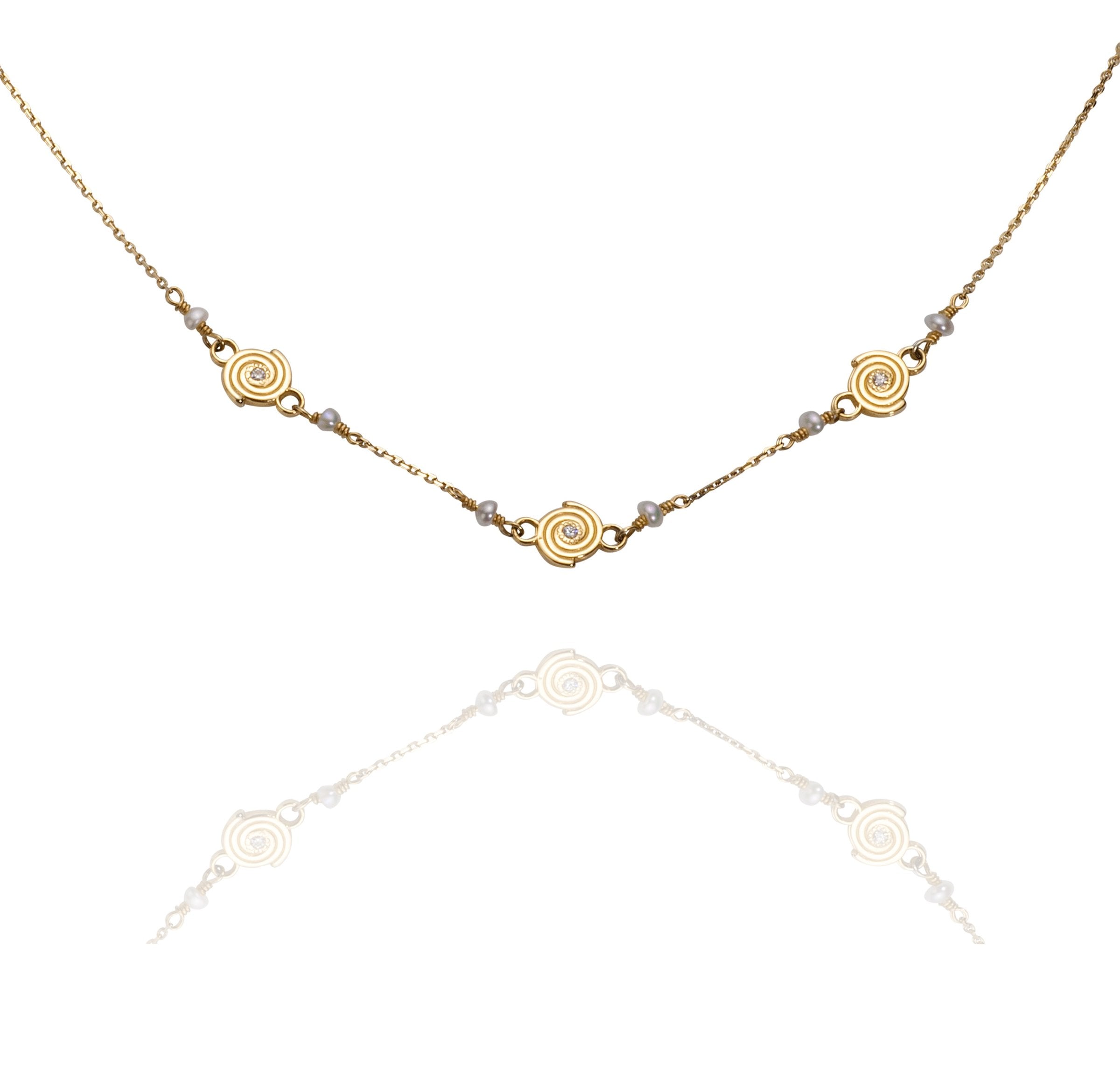 Triple Spiral Necklace in 14k Yellow Gold