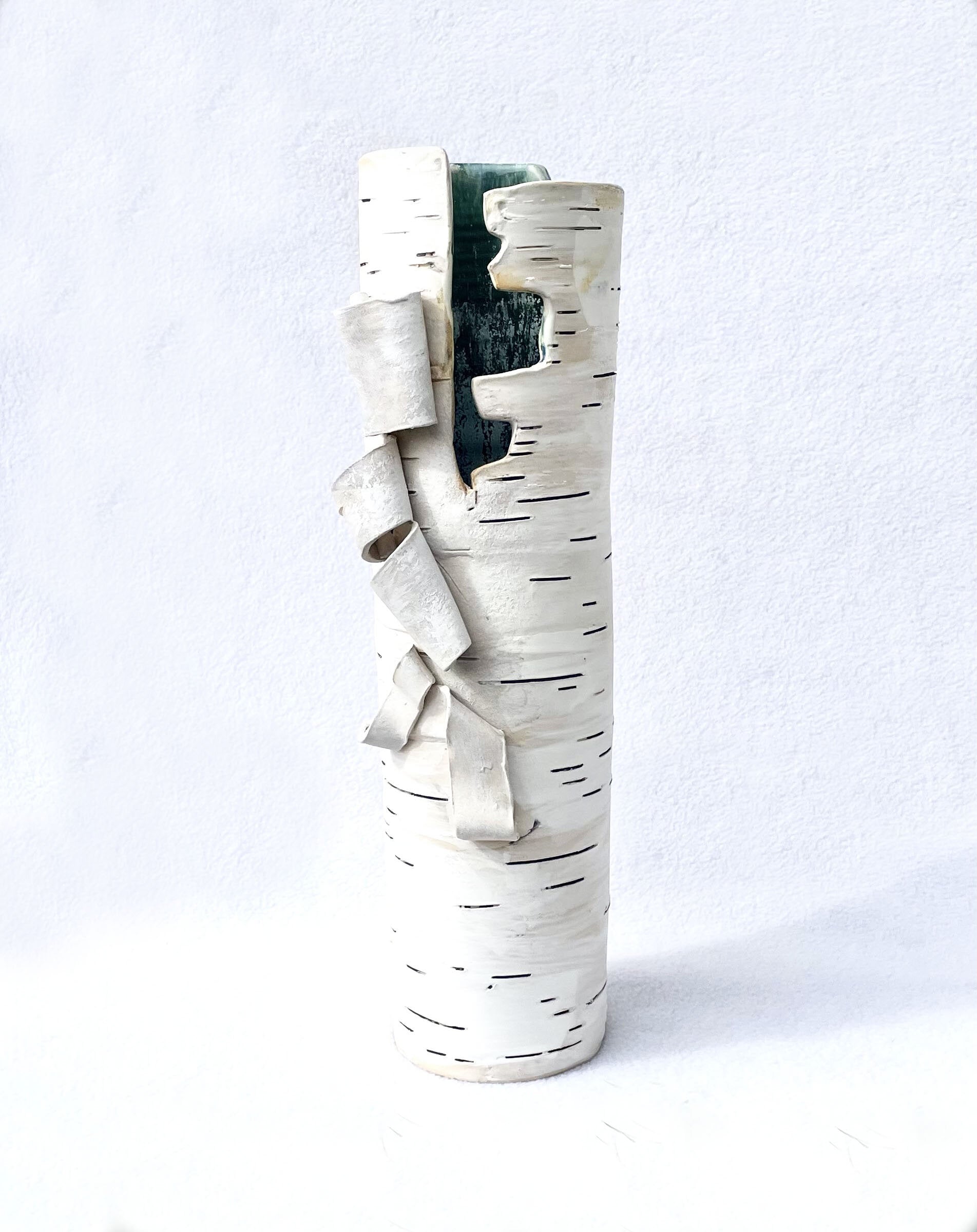 Birch Motif Vase with Green III