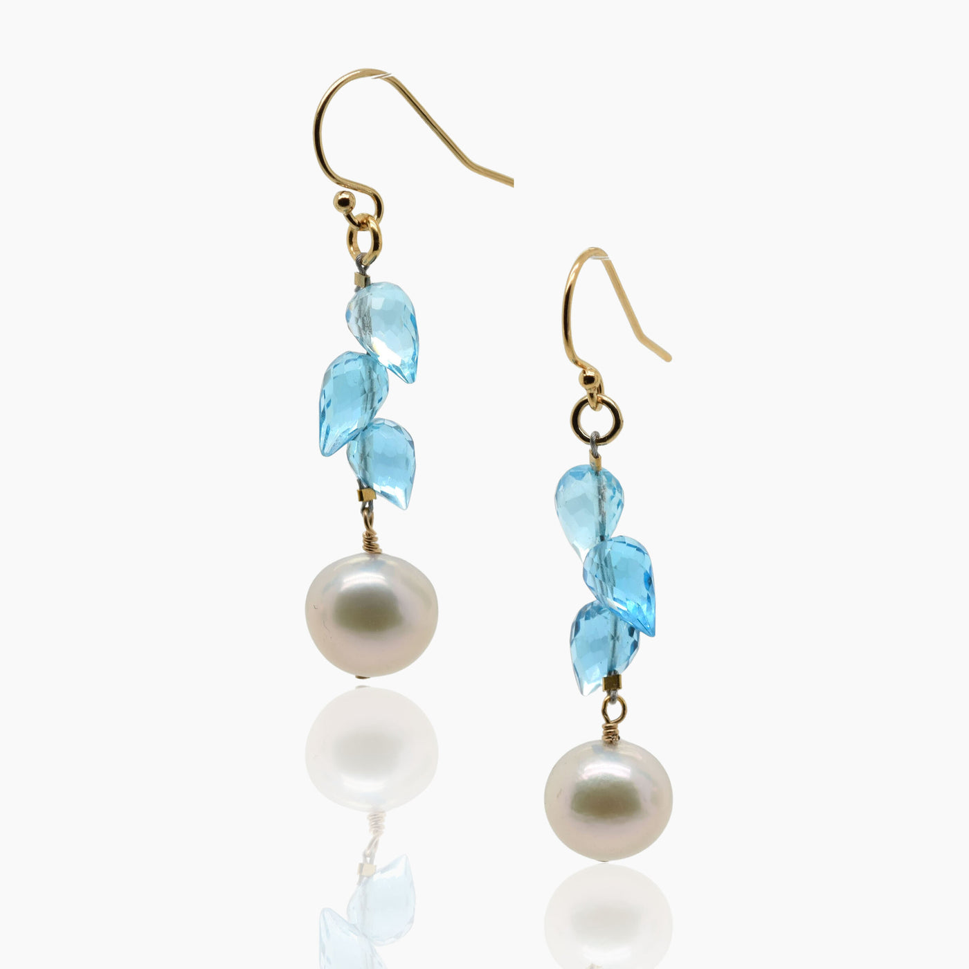 Blue Topaz & Pearl Earrings