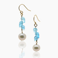Blue Topaz & Pearl Earrings