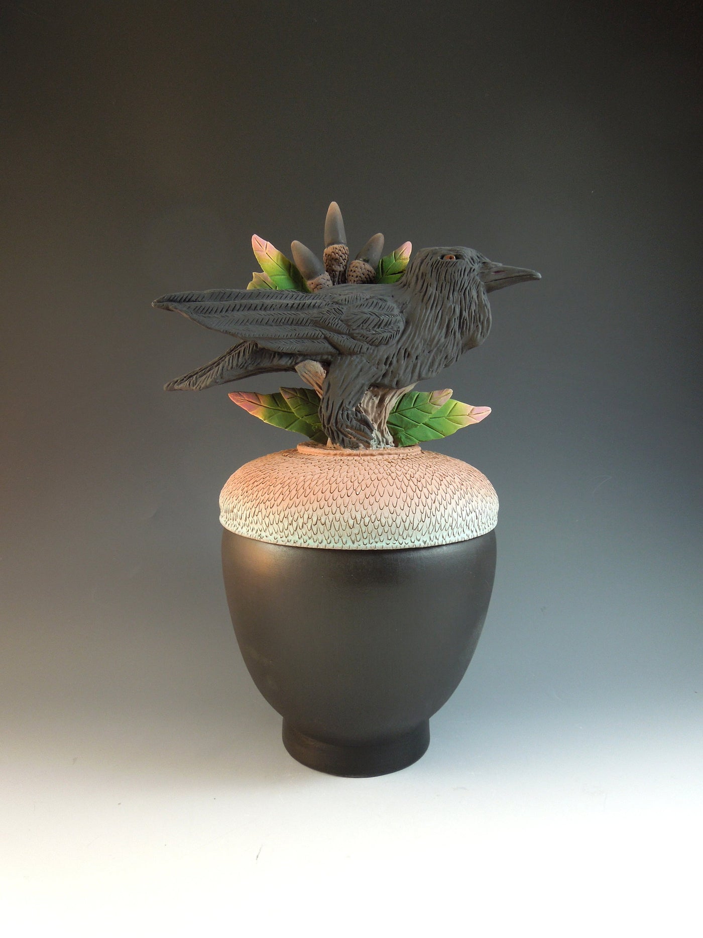 Raven on Black Acorn Box