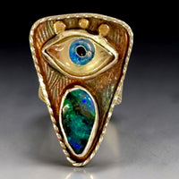 Evil Eye Talisman Ring with Boulder Opal