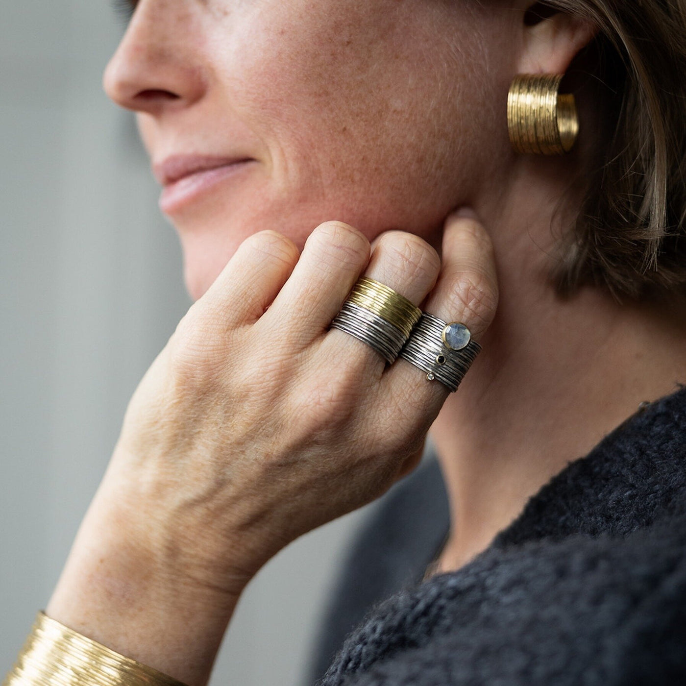Mixed Metals Ribbed Band