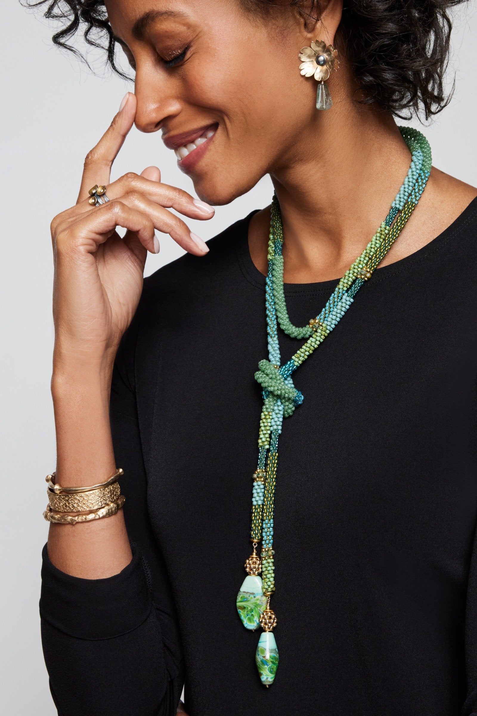Turquoise Bead Crochet Lariat