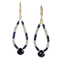 Black Sapphire, Green Sapphire & Black Spinel Earrings