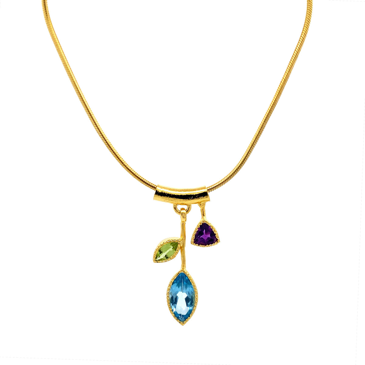 Three Stone Petal Pendant