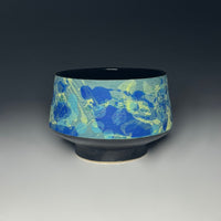 Painterly Tea Bowl in Blue Green Leaf