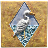 Egret Sculptural Tile in Wheat, Oyster and Teal