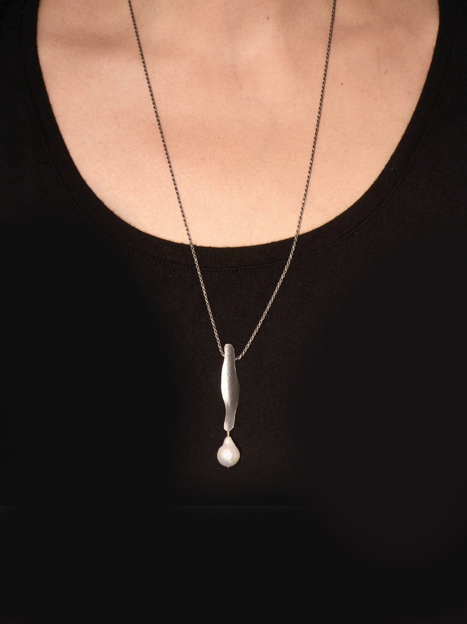 Long Single Pearl Necklace