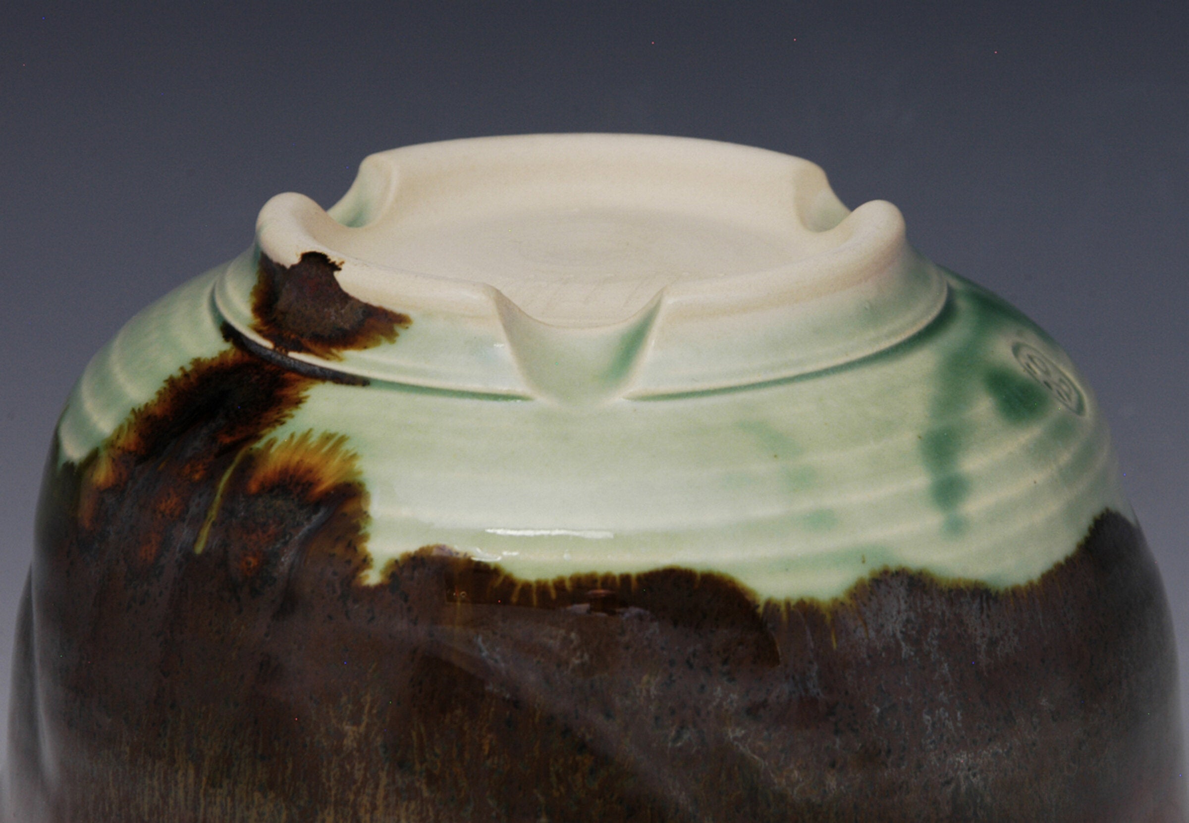 Brown and Green Porcelain Bowl