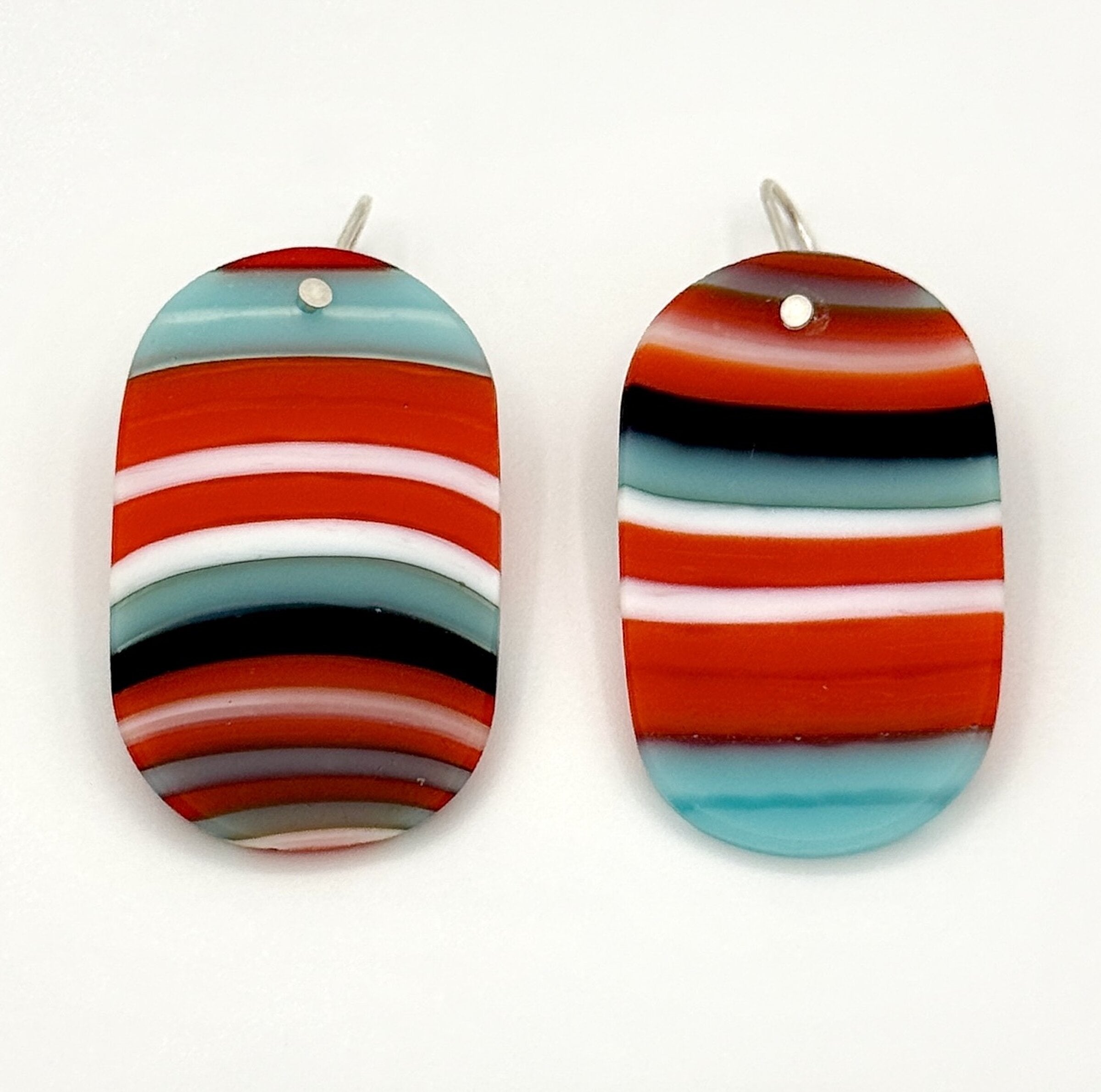 Turquoise, Red & Ivory Dangle Earrings