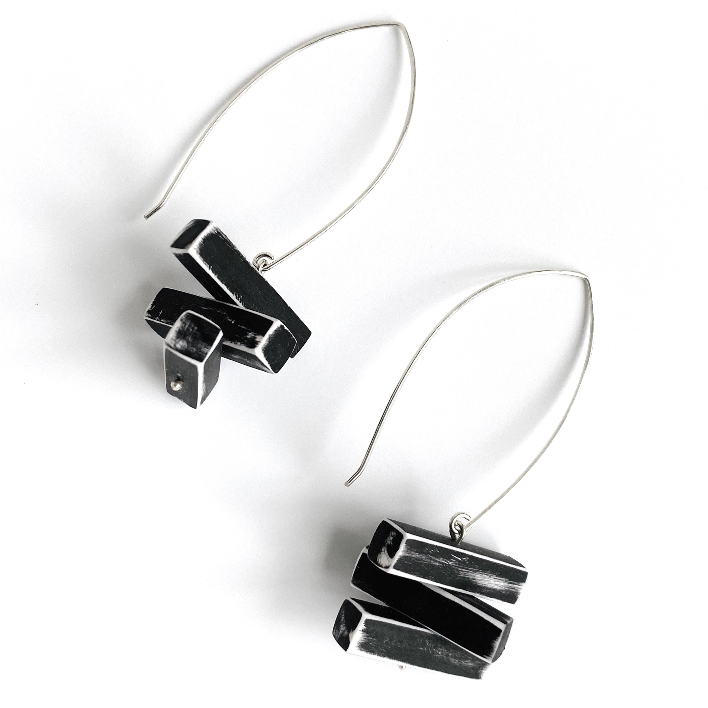 Stacked Weathered Bar Earrings