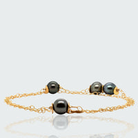Black Tahitian Bead Gold Chain Necklace