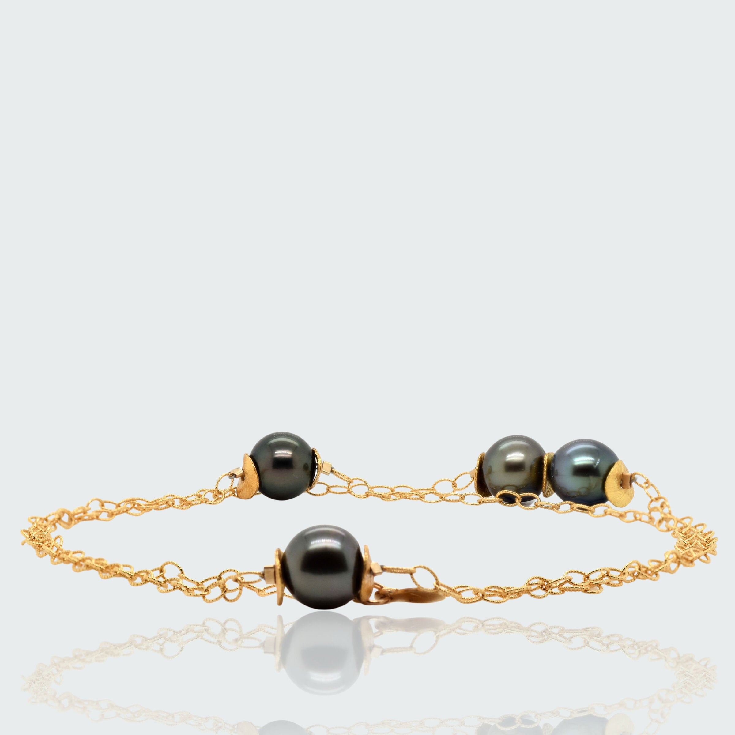 Black Tahitian Bead Gold Chain Necklace