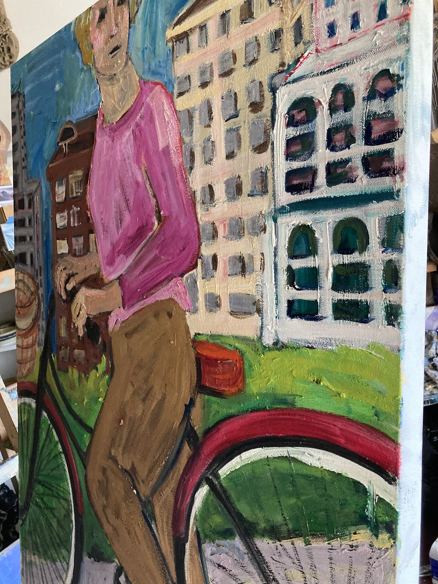 Pink Shirted Girl on Bike