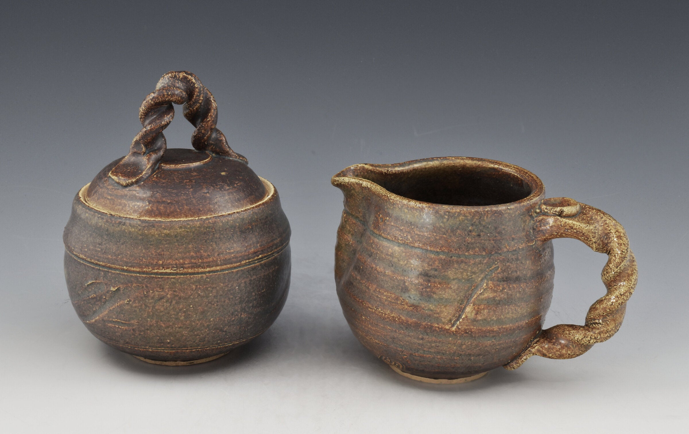 Stoneware Sugar and Creamer Set V