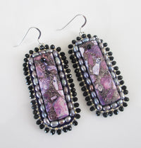 Purple Impression & Pearl Earrings