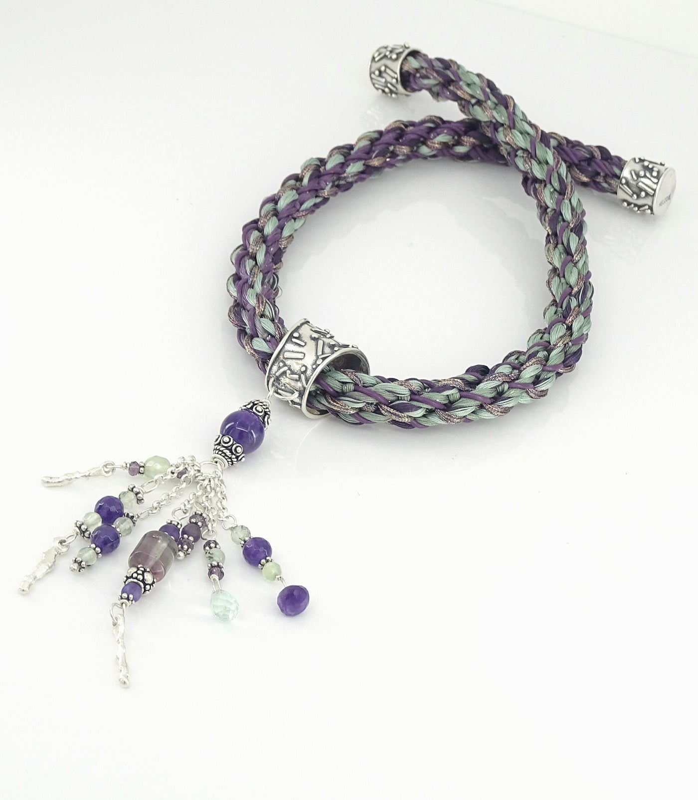 Dangles of Amethyst & Prehnite Necklace