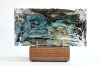 Cream, Blue and Black Glass Table Sculpture - Onward Series