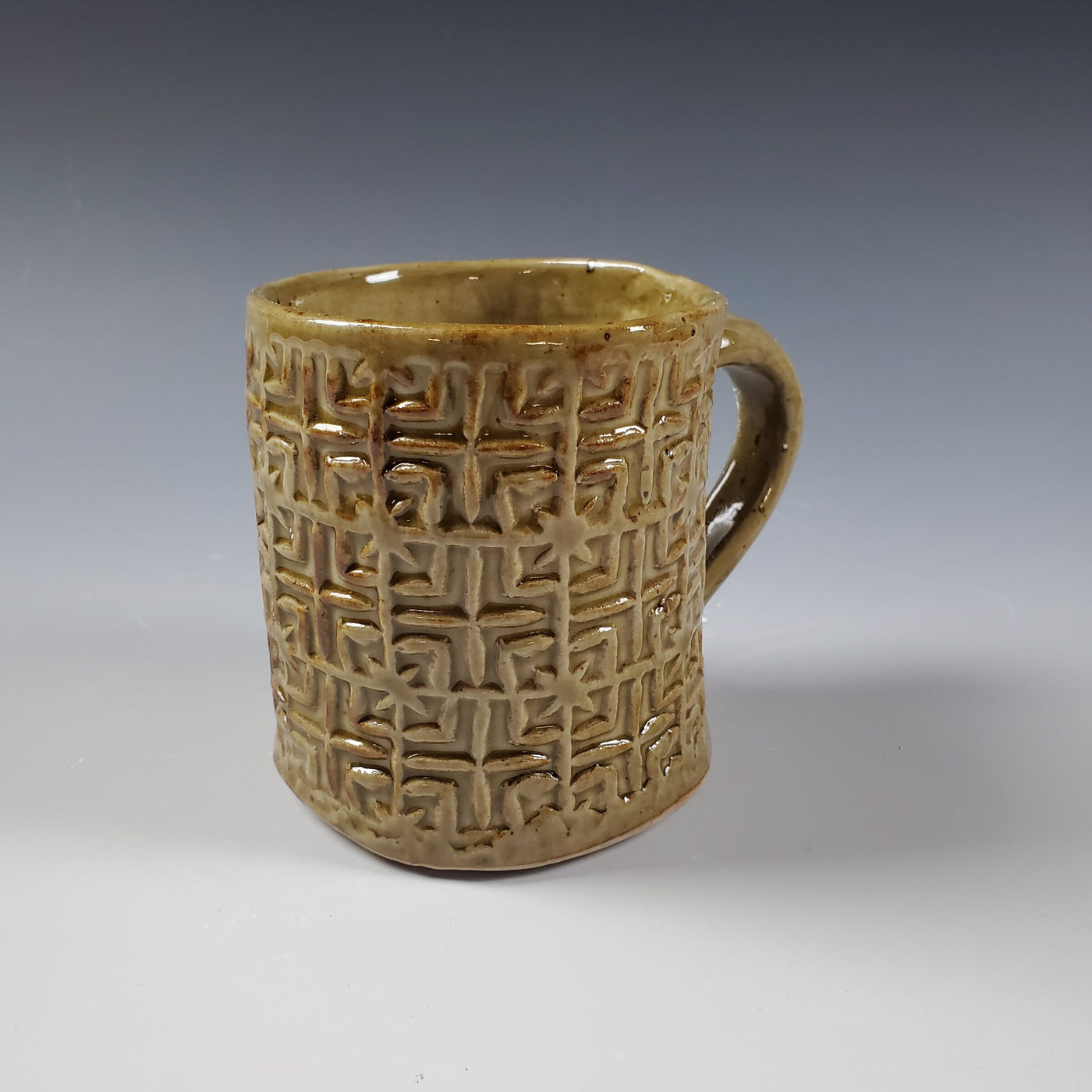 Amber Celadon Handbuilt Mug