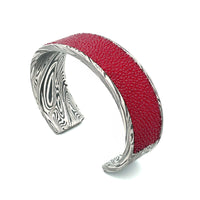 Red Stingray Damascus Steel Cuff
