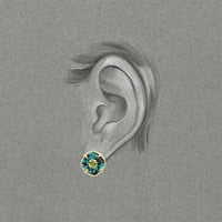 Turquoise and Peridot Button Earrings