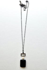 Silver, Freshwater Pearl & Onyx Necklace